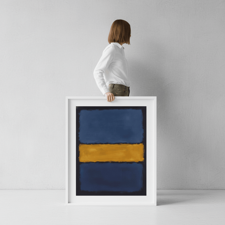 Yellow on Dark and Light Blue Mark Rothko Inspired Abstract Art wall - art - picture - poster