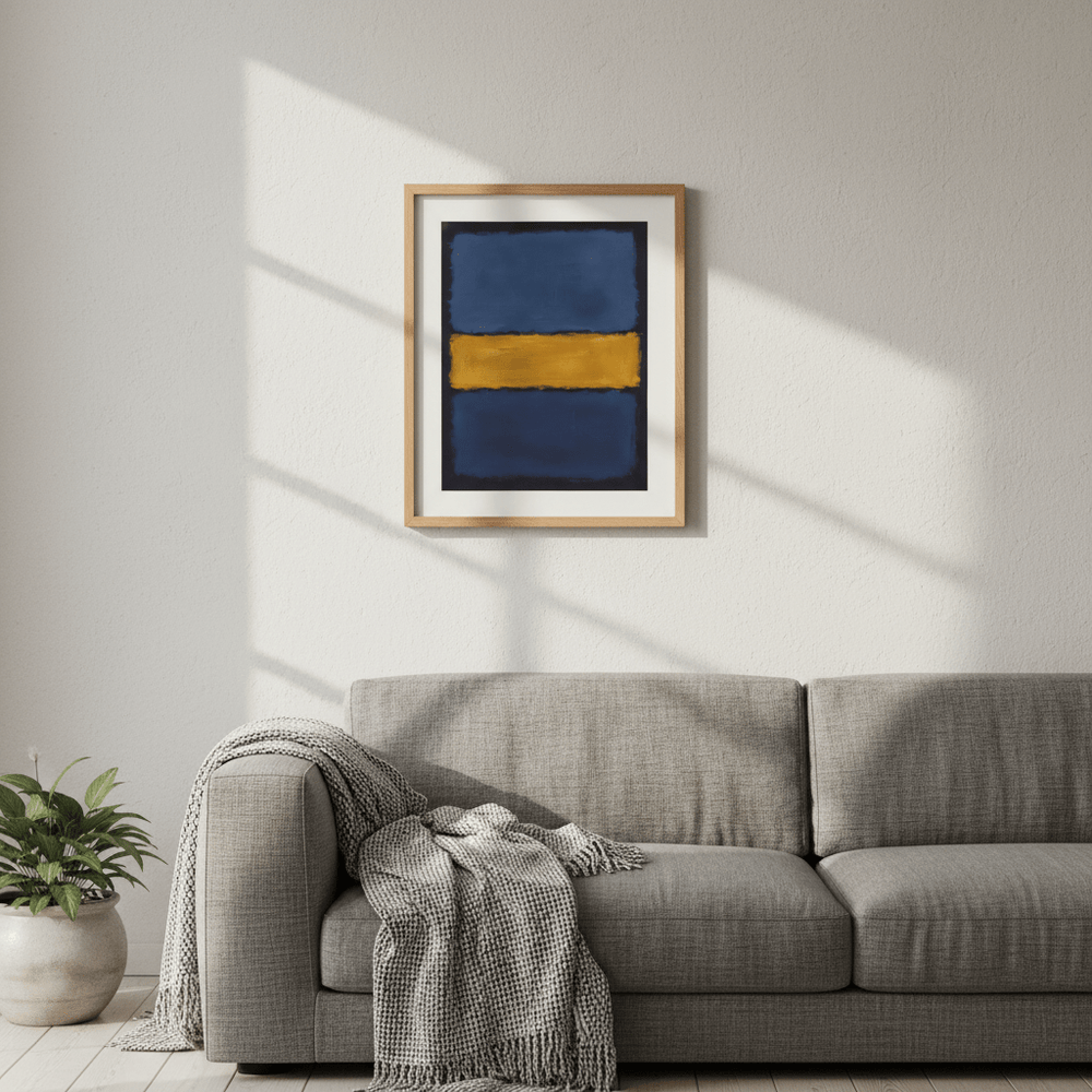 Yellow on Dark and Light Blue Mark Rothko Inspired Abstract Art wall - art - picture - poster