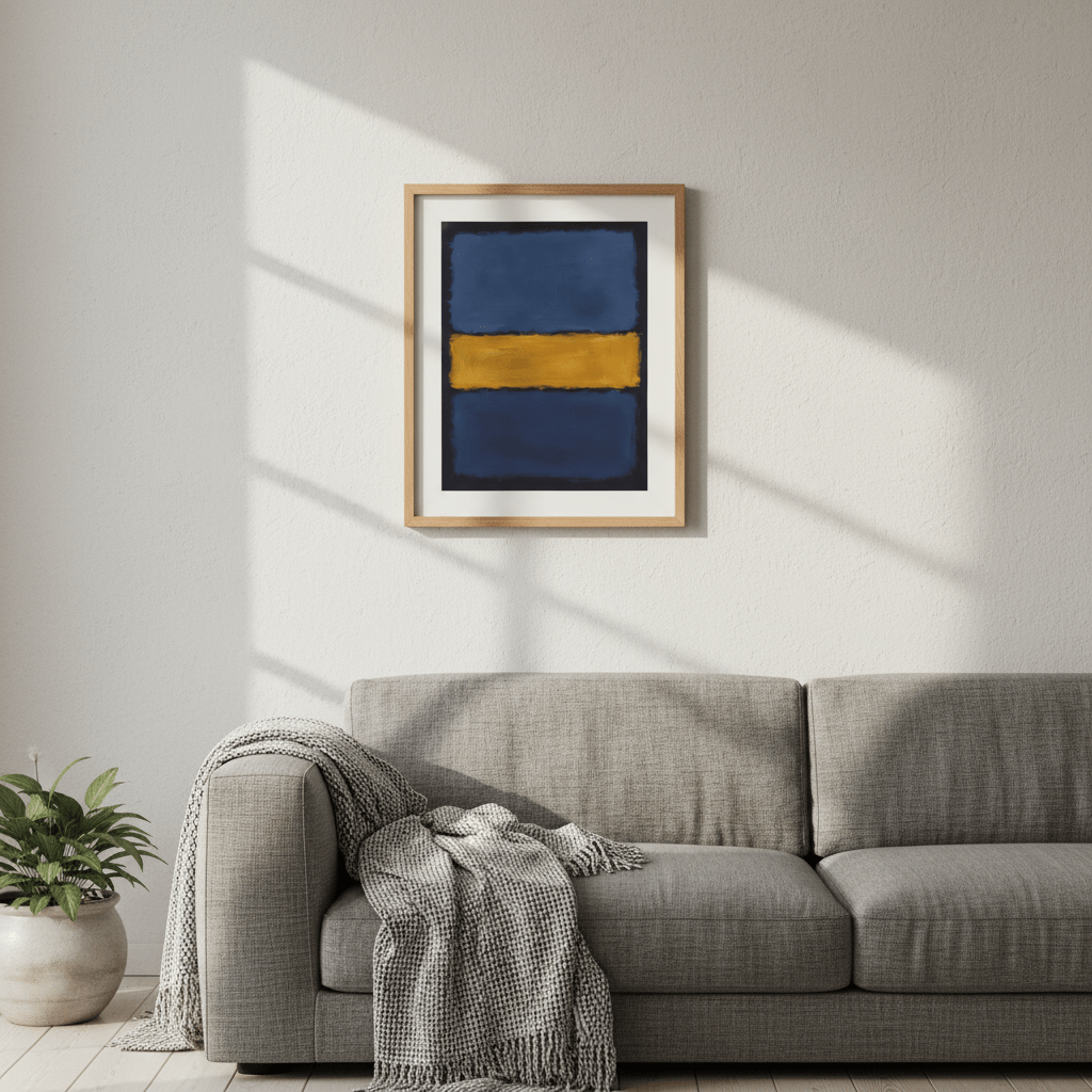 Yellow on Dark and Light Blue Mark Rothko Inspired Abstract Art wall - art - picture - poster