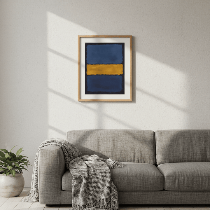 Yellow on Dark and Light Blue Mark Rothko Inspired Abstract Art wall - art - picture - poster