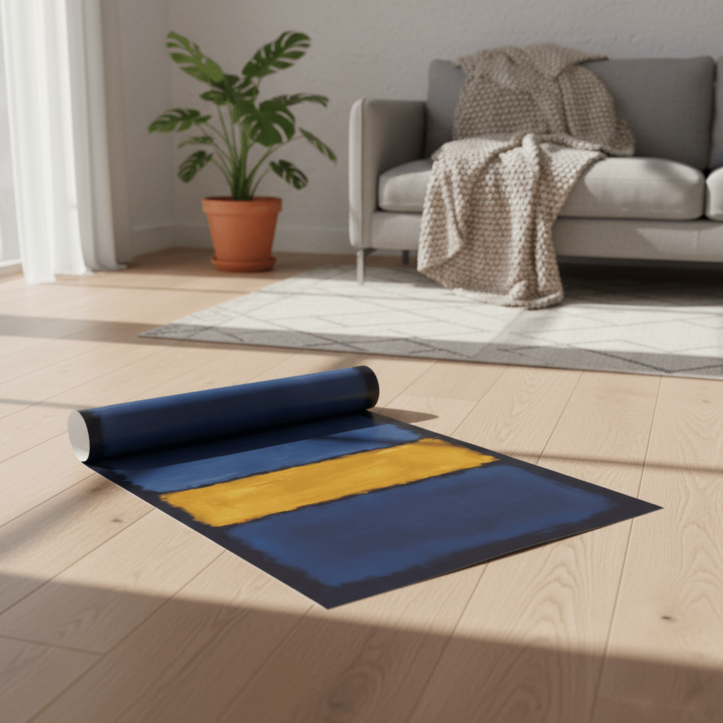 Yellow on Dark and Light Blue Mark Rothko Inspired Abstract Art wall - art - picture - poster