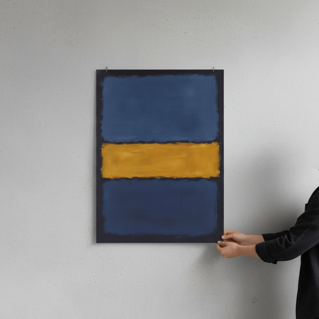 Yellow on Dark and Light Blue Mark Rothko Inspired Abstract Art wall - art - picture - poster