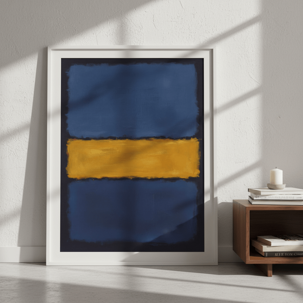 Yellow on Dark and Light Blue Mark Rothko Inspired Abstract Art wall - art - picture - poster