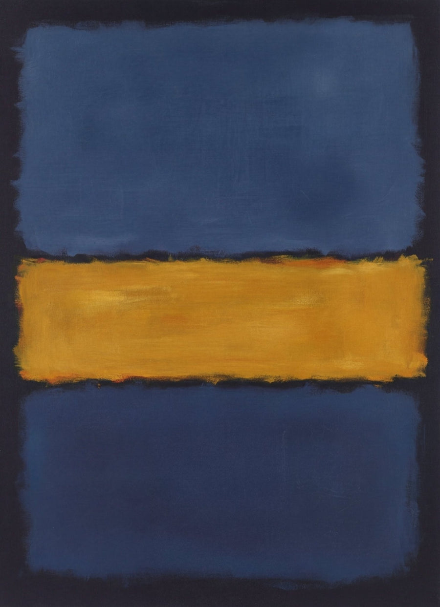 Yellow on Dark and Light Blue Mark Rothko Inspired Abstract Art