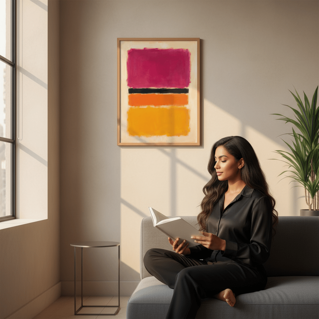 Yellow, Pink and Lavender on Rose Wall Art Inspired by Mark Rothko wall - art - picture - poster