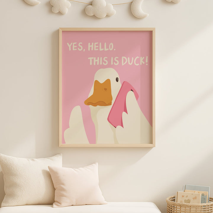 Yes Hello Duck Illustration Print wall - art - picture - poster