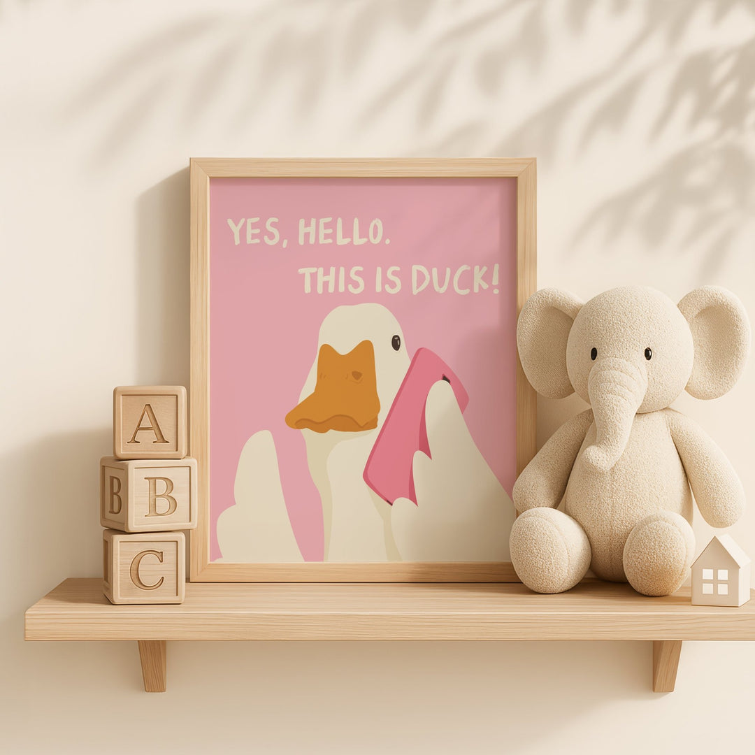 Yes Hello Duck Illustration Print wall - art - picture - poster