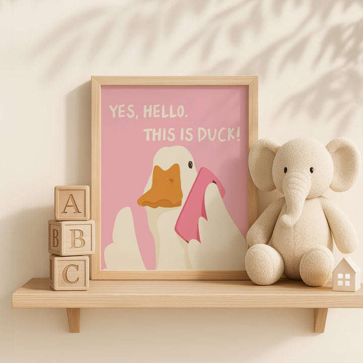 Yes Hello Duck Illustration Print wall - art - picture - poster