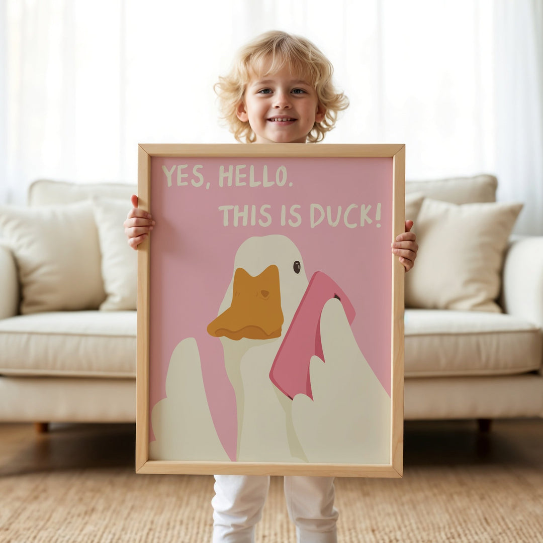 Yes Hello Duck Illustration Print wall - art - picture - poster