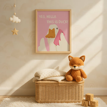 Yes Hello Duck Illustration Print wall - art - picture - poster