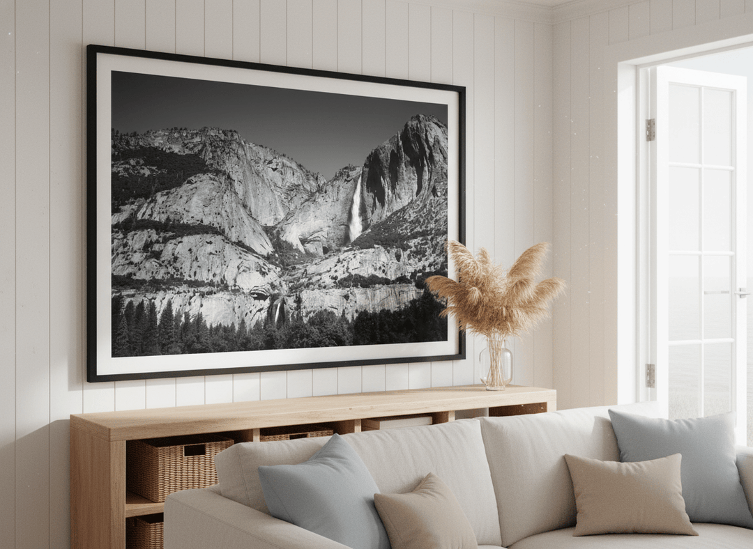 Neutral wall art displayed in a sunny coastal beach house