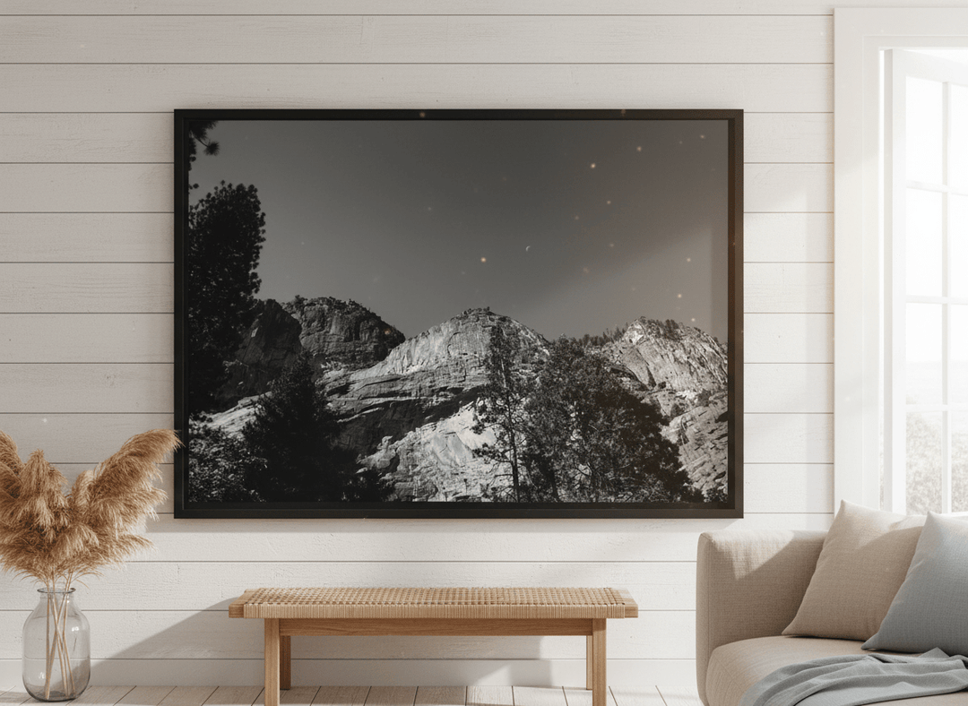 Neutral wall art displayed in a sunny coastal beach house
