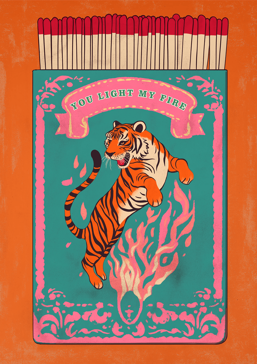 You Light My Fire Tiger Matchbox Print - Style My Wall,frame