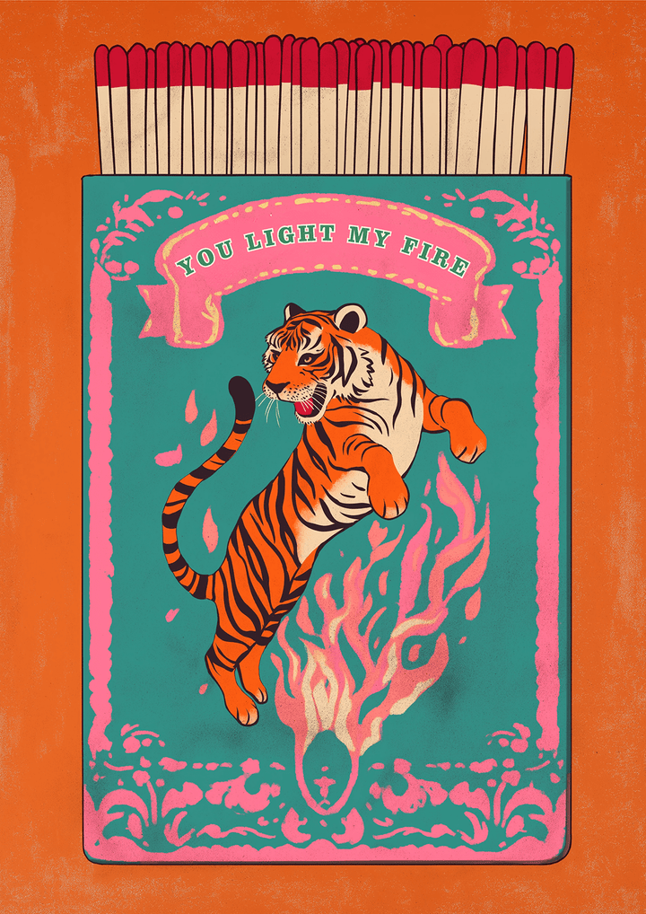 You Light My Fire Tiger Matchbox Print - Style My Wall,frame