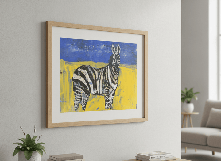Modern wall art styled above a sofa in a neutral living room
