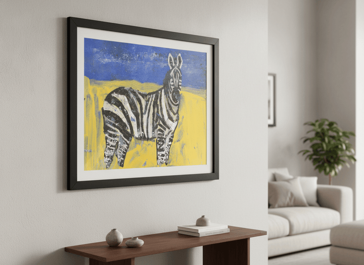 Modern wall art styled above a sofa in a neutral living room
