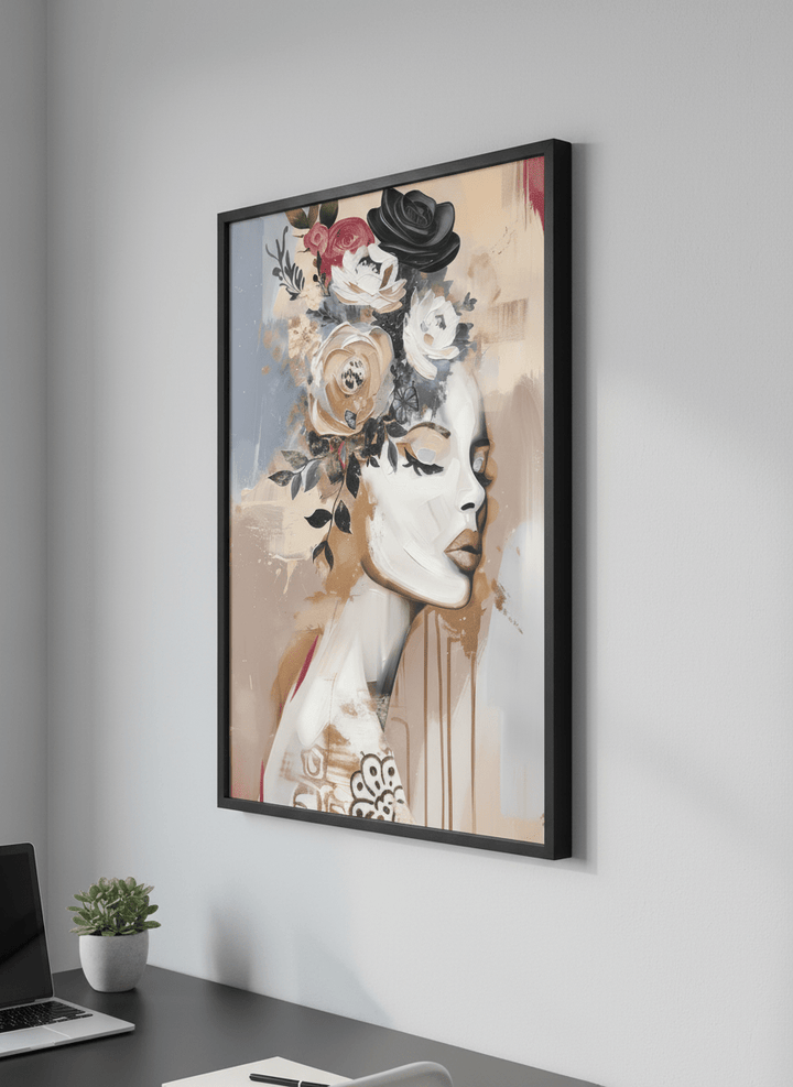 Contemporary wall art featured in a bright modern office workspace